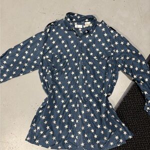 Star Patterned Blue Shirt